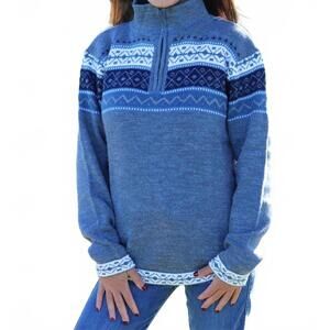 NEW ARTESANIA quarter zip alpaca sweater in blue